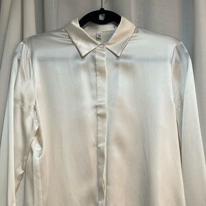 Lilysilk Mulberry Silk Blouse, Natural White, size Medium